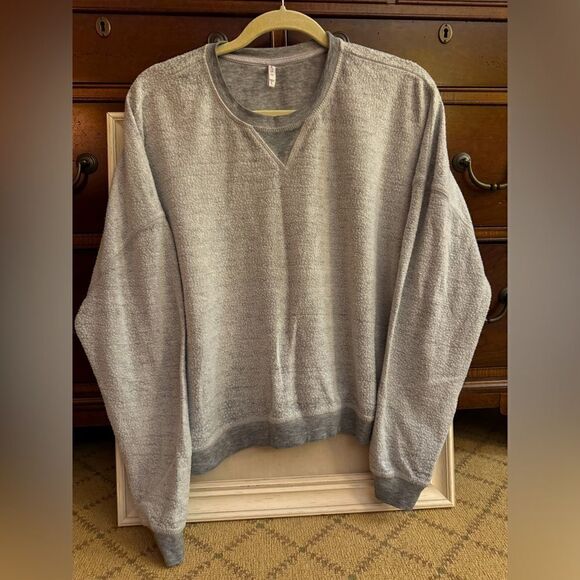 Z Supply gray inside out long sleeved crew neck sweatshirt L - Picture 1 of 9